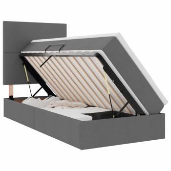 LED-Speicherbett mit Matratze Dunkelgrau 90 x 190 cm Stoff