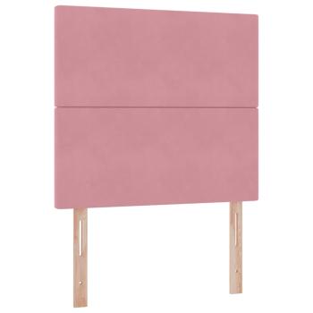 Bett mit Stauraum und LED mit Matratze Rosa 90 x 190 cm Samt