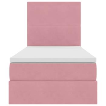 Bett mit Stauraum und LED mit Matratze Rosa 90 x 190 cm Samt