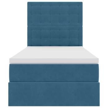 Bett mit Stauraum und LED mit LED Dunkelblau 90 x 190 cm Samt