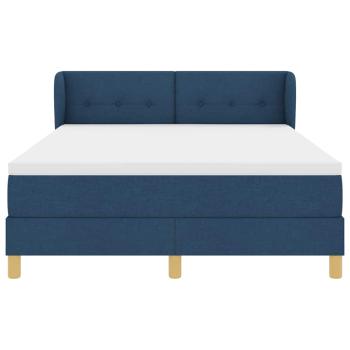 Boxspringbett mit Matratze mit Kopfteil Blau 140 x 200 cm Stoff