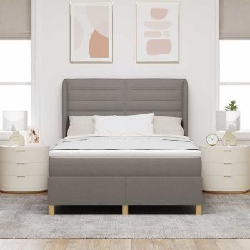 Boxspringbett mit Matratze Dunkelgrau 90x190 cm Taupe Stoff