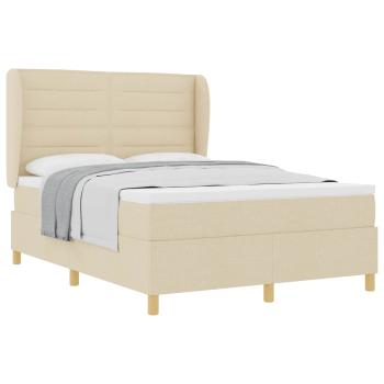 Boxspringbett mit Matratze Dunkelgrau 90x190 cm Creme Stoff