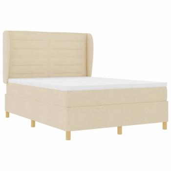 Boxspringbett mit Matratze Dunkelgrau 90x190 cm Creme Stoff