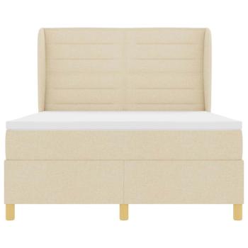 Boxspringbett mit Matratze Dunkelgrau 90x190 cm Creme Stoff