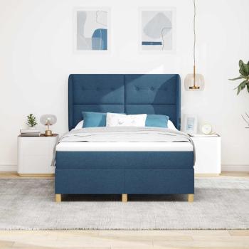 Boxspringbett mit Matratze Dunkelgrau 90x190 cm Blau Stoff