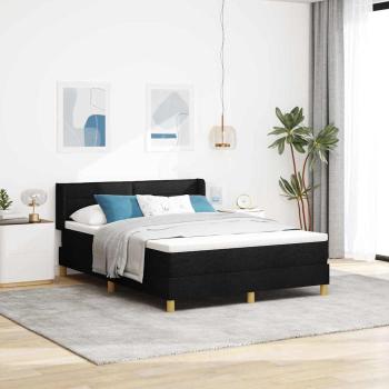 ARDEBO.de - Boxspringbett mit Matratze Schwarz 190 x 140 cm Stoff