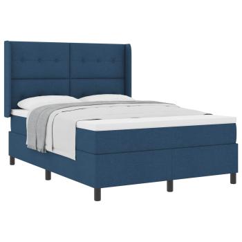 Boxspringbett mit Matratze mit Kopfteil Blau 140 x 200 cm Stoff