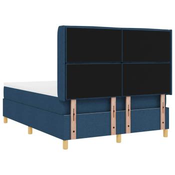 Boxspringbett mit Matratze mit Kopfteil Blau 140 x 200 cm Stoff