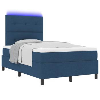 Boxspringbett mit Matratze mit LED Blau 120 x 200 cm Stoff