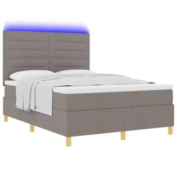 LED Boxspringbett mit Matratze Taupe 140 x 190 cm Stoff