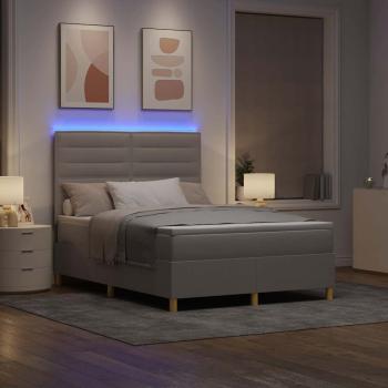 LED Boxspringbett mit Matratze Taupe 140 x 200 cm Stoff