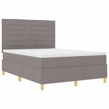 LED Boxspringbett mit Matratze Taupe 140 x 200 cm Stoff