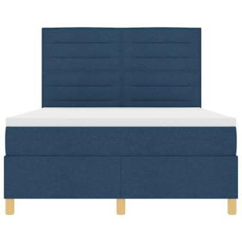 LED Boxspringbett mit Matratze Blau 140 x 200 cm Stoff