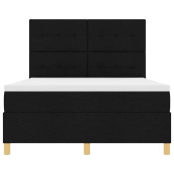 LED Boxspringbett mit Matratze Schwarz 140 x 190 cm Stoff