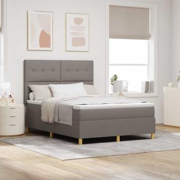 ARDEBO.de - LED Boxspringbett mit Matratze Taupe 140 x 190 cm Stoff