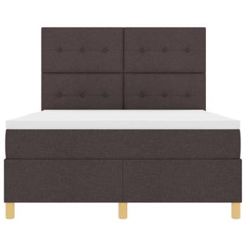 LED Boxspringbett mit Matratze Dunkelbraun 140 x 200 cm Stoff