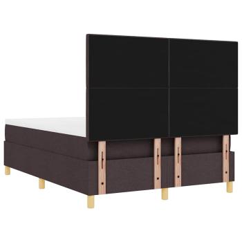 LED Boxspringbett mit Matratze Dunkelbraun 140 x 200 cm Stoff