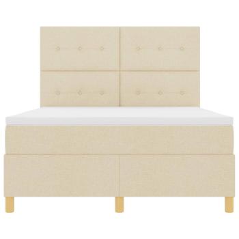 LED Boxspringbett mit Matratze Creme 140 x 200 cm Stoff