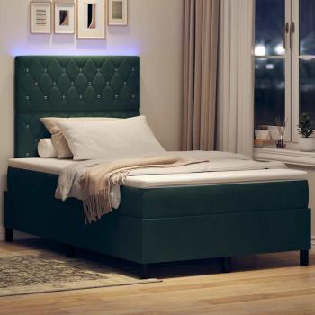 LED Boxspringbett mit Matratze Dunkelgrün 120 x 190 cm Stoff