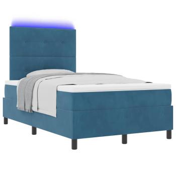 LED Boxspringbett mit Matratze Dunkelblau 120 x 190 cm Stoff