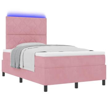 LED Boxspringbett mit Matratze Rosa 120 x 200 cm Stoff