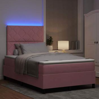 LED Boxspringbett mit Matratze Rosa 120 x 200 cm Stoff