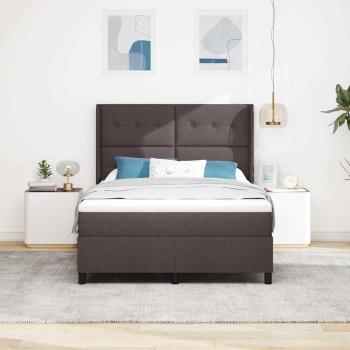 LED Boxspringbett mit Kopfteil Dunkelbraun 140 x 200 cm Stoff