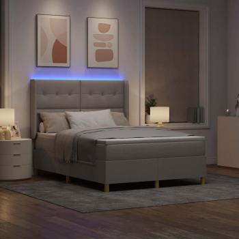 Boxspringbett mit Matratze Taupe 140 x 200 cm Stoff