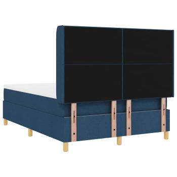 Boxspringbett mit Matratze mit Kopfteil Blau 140 x 200 cm Stoff