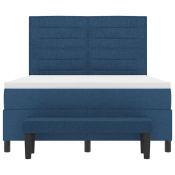 Boxspringbett mit Matratze mit Kopfteil Blau 140 x 200 cm Stoff