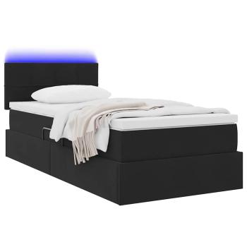 Bett mit Stauraum und LED mit LED Schwarz 100 x 200 cm Samt