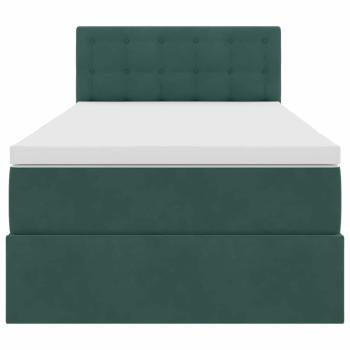 Bett mit Stauraum und LED mit LED Dunkelgrün 90 x 190 cm Samt