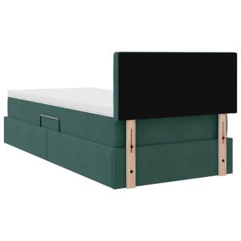 Bett mit Stauraum und LED mit LED Dunkelgrün 90 x 190 cm Samt