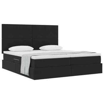 ARDEBO.de - Aufbewahrungsbett mit Matratze Schwarz 200 x 200 cm Samt