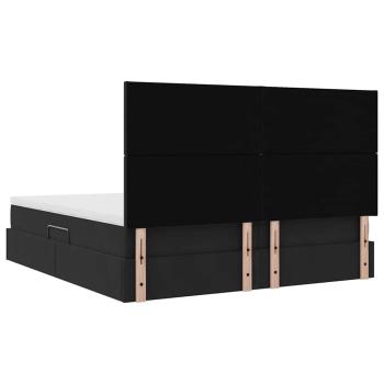 Aufbewahrungsbett mit Matratze Schwarz 200 x 200 cm Samt