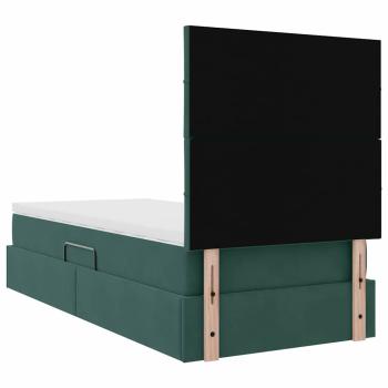 Bett mit Stauraum und LED mit LED Dunkelgrün 90 x 190 cm Samt