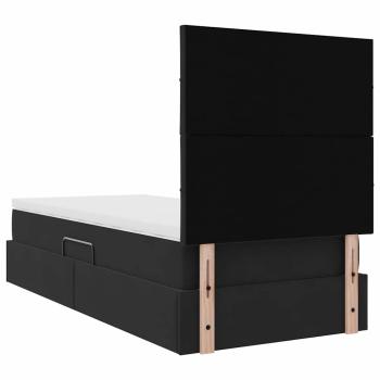 Bett mit Stauraum und LED mit LED Schwarz 100 x 200 cm Samt