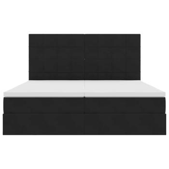 Bett mit LED-Lichtleisten Schwarz 200 x 200 cm Samt