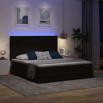 Bett mit LED-Lichtleisten Schwarz 200 x 200 cm Samt