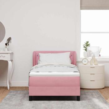 Boxspringbett mit Matratze mit Kopfteil Rosa 100 x 200 cm Samt