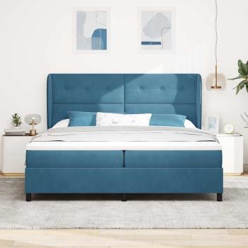 Boxspringbett mit Kopfteil Dunkelblau 200 x 200 cm Samt