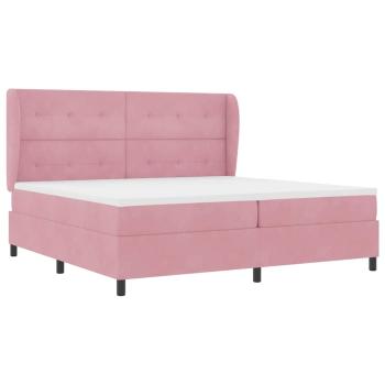 Boxspringbett mit Kopfteil Rosa 200 x 200 cm Samt
