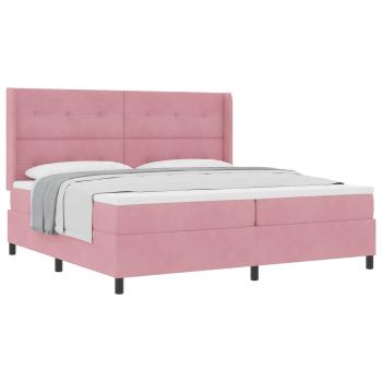 Boxspringbett mit Matratze mit Kopfteil Rosa 200 x 200 cm Samt