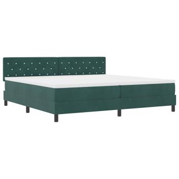 LED Boxspringbett mit Matratze Dunkelgrün 200 x 200 cm Samt