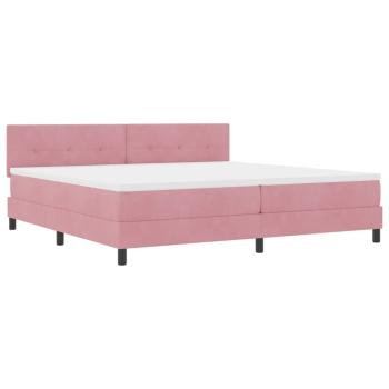 LED Boxspringbett mit Matratze mit LED Rosa 200 x 200 cm Samt