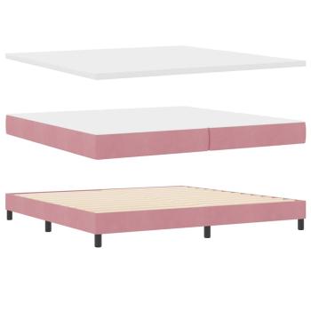 LED Boxspringbett mit Matratze mit LED Rosa 200 x 200 cm Samt