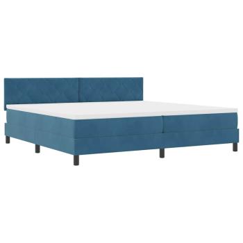LED Boxspringbett mit Matratze Dunkelblau 200 x 200 cm Samt