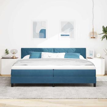 LED Boxspringbett mit Matratze Dunkelblau 200 x 200 cm Samt