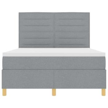 ARDEBO.de - LED Boxspringbett mit Matratze Hellgrau 140 x 190 cm Stoff